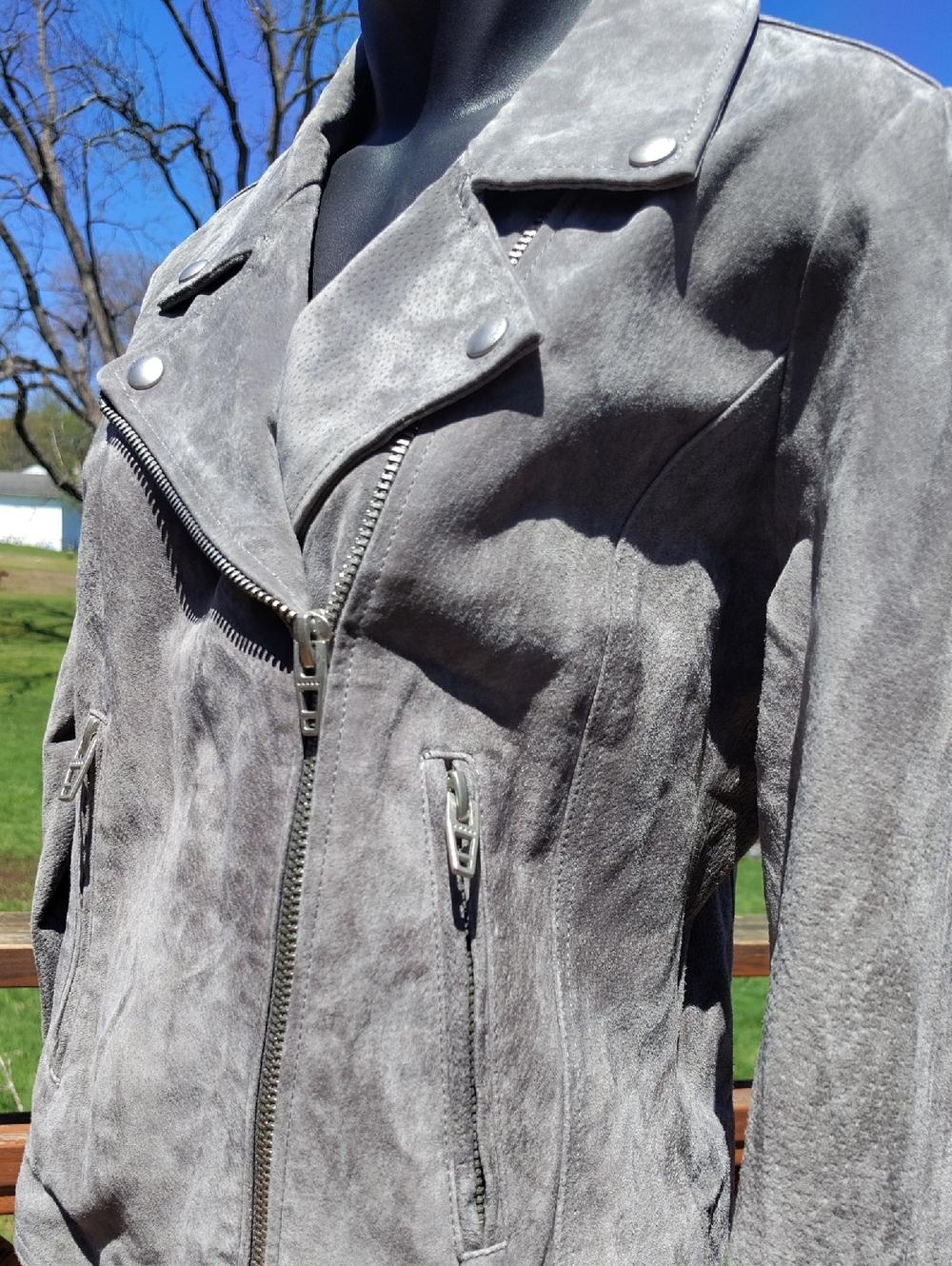 BlankNYC Gray Next Level Leather Suede Moto Biker Jacket Size Medium - Picture 4 of 15